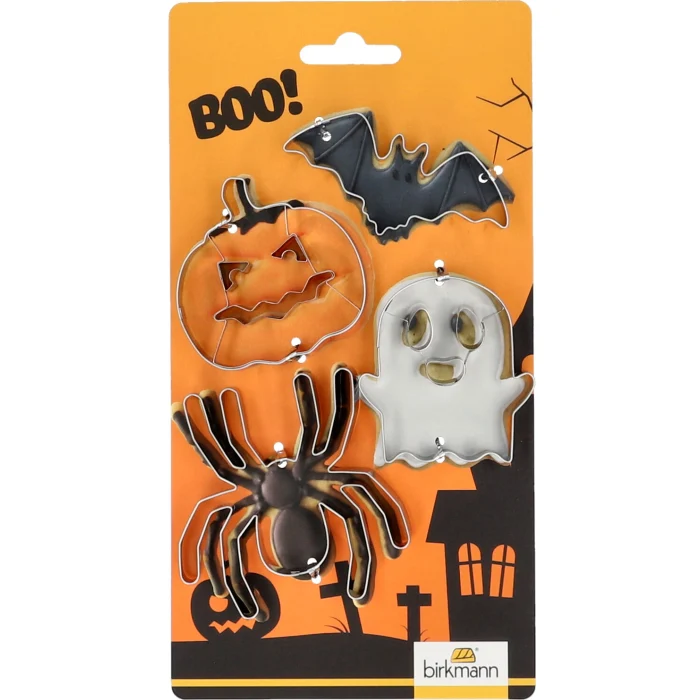 Ausstechformen-4er Set Halloween Fledermaus, Kürbis, Spinne und Gespenst