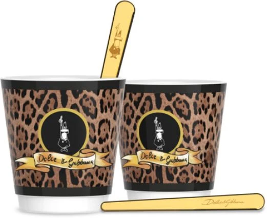 Dolce & Gabbana Leopardo Espressobecher und Rührstäbchen 2er Set