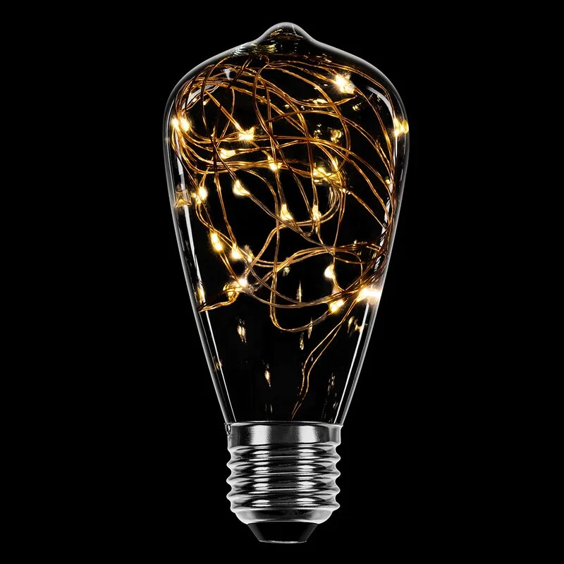 LED Kupferkabel Glühbirne Edison ST64 1,6W E27 klar