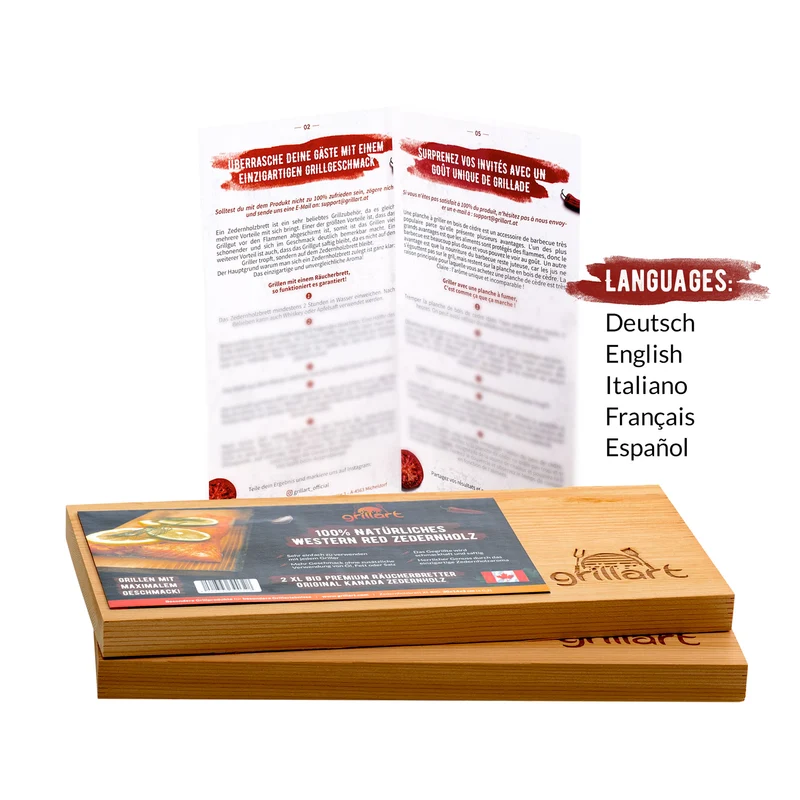 Zedernholzbretter BIG zum Grillen – aus 100% natürlichem Western Red Zedernholz 30 x 14 x 2 cm 2er Set