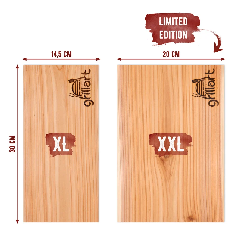 Zedernholzbretter zum Grillen – aus 100% natürlichem Western Red Zedernholz - 2er Set XXL 30 x 20 x 1 cm