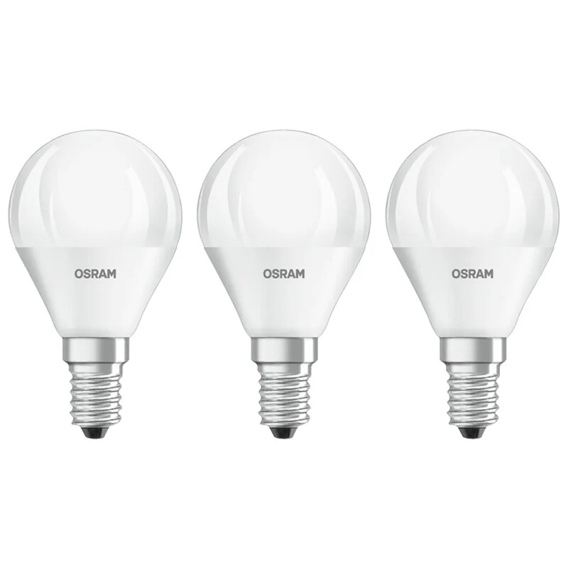 3 Stück Osram LED Leuchtmittel P45 Tropfen 5,5W = 40W E14 matt 470lm 827 Warmweiß 2700K