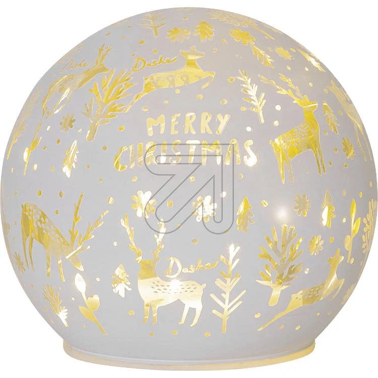 LED Glaskugel Merry X-Mas weiß 12cm oder 15cm mit Timer