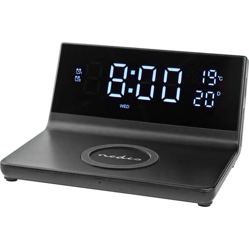 Nedis Wecker mit kabellosem Ladegerät für Smartphone WCACQ20BK / WCACQ20WT