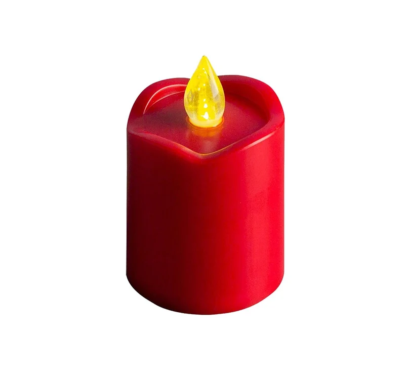LED-Grabkerze - Grablicht rot mit warmweißer Flackerflamme und Dämmerungssensor
