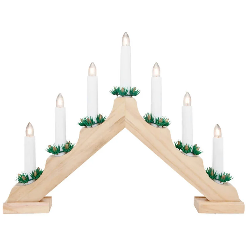 Weihnachtsleuchter natur 7 warmweiße LEDs batteriebetrieben