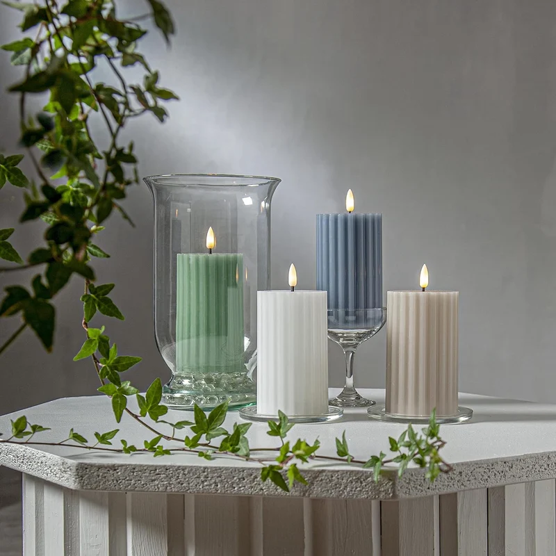 LED Echtwachskerze 1 flammig Flamme Stripe batteriebetrieb