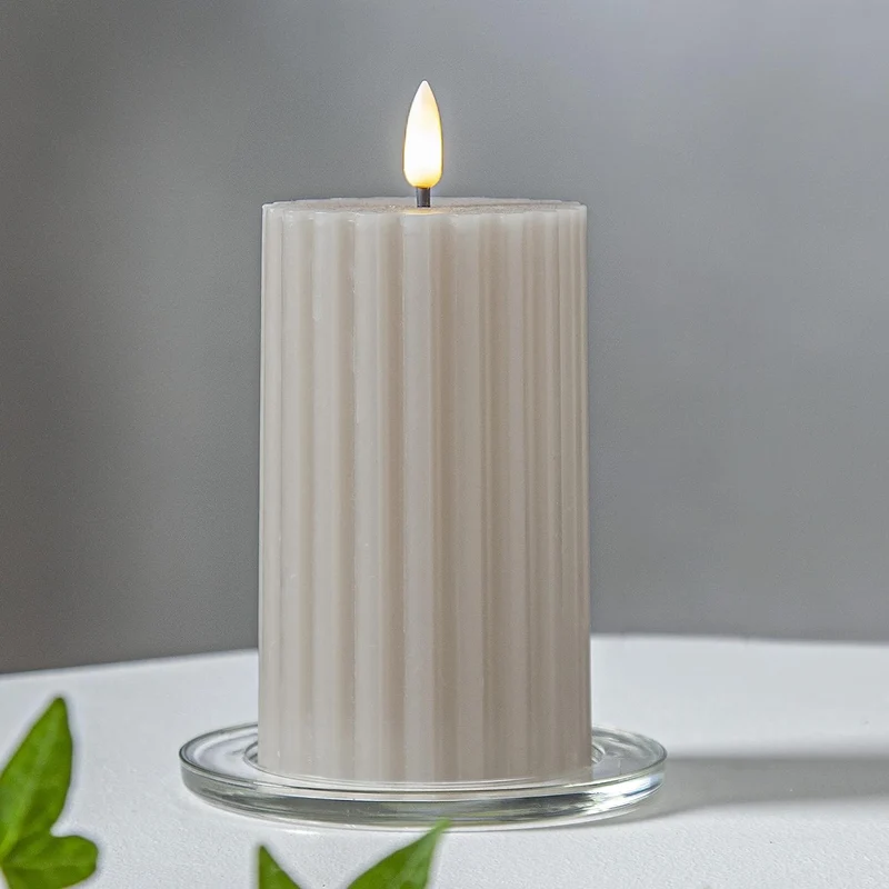 LED Echtwachskerze 1 flammig Flamme Stripe batteriebetrieb
