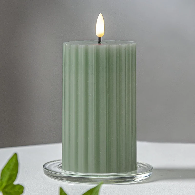 LED Echtwachskerze 1 flammig Flamme Stripe batteriebetrieb