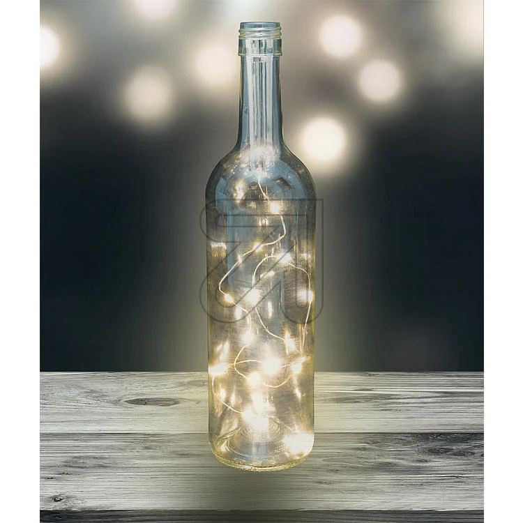 EGB LED-Lichterkette in Korkenform 15 fl. ww mit Timer silberner Draht batterie betrieben