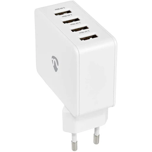 Nedis Netzladegerät 4x USB A 2x2,4A 2x1A 24W weiß