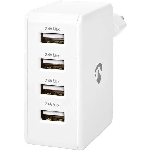 Nedis Netzladegerät 4x USB A 2x2,4A 2x1A 24W weiß