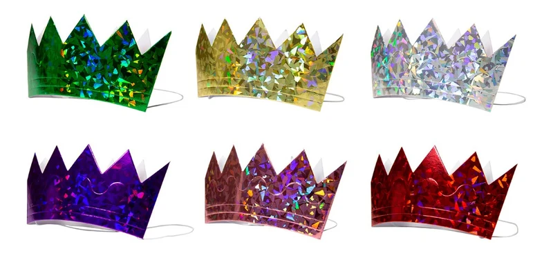 6 Stück Party Krone Prinzessin verschiedene Farben metallic