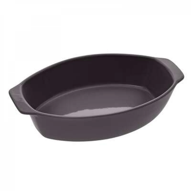 Bräter oval 39x24 aus Keramik grau, blau