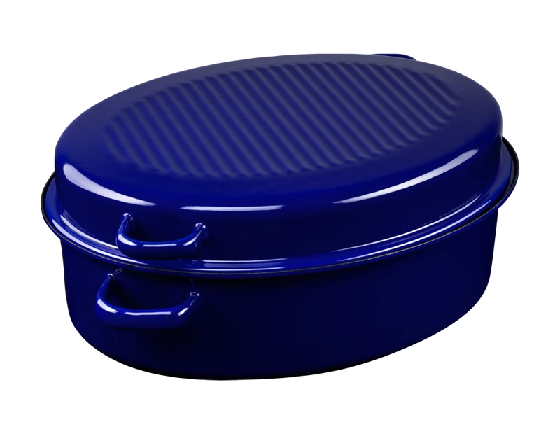 Gänsebräter oval mit Deckel 38cm 6,5l. kobaltblau