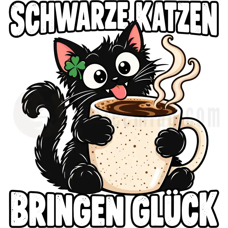Schwarze Katzen bringen Glück - Tasse