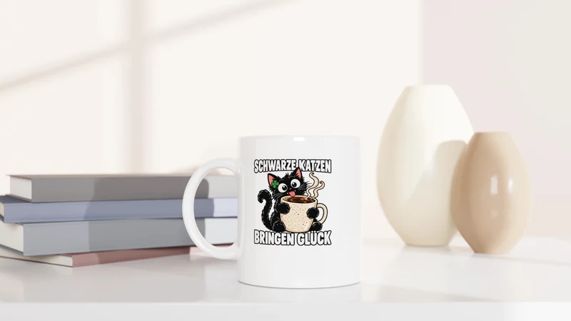 Schwarze Katzen bringen Glück - Tasse