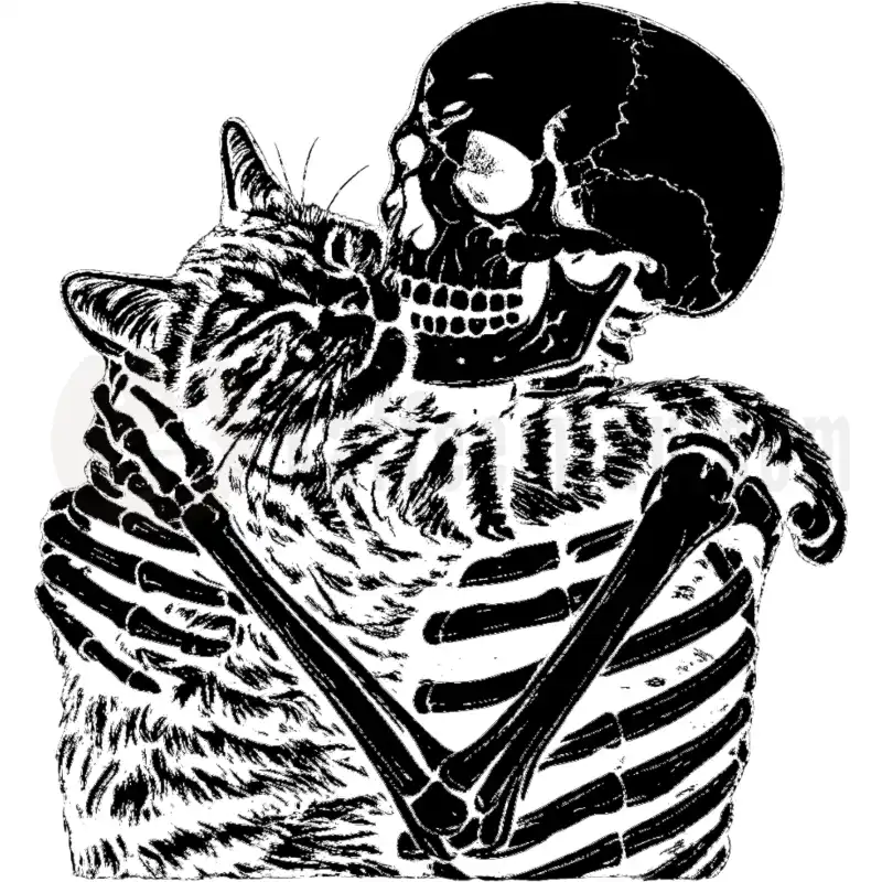 Skelett mit Katze - Tasse