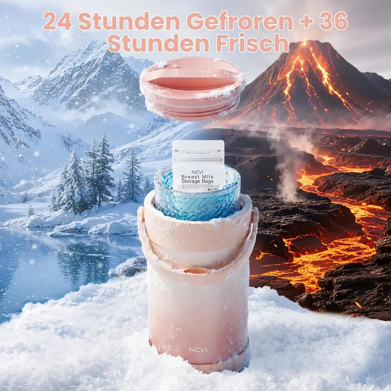 Muttermilch KüHler Tragbarer - Hält Lebensmittel Bis zu 24 Stunden Frisch rose, rose