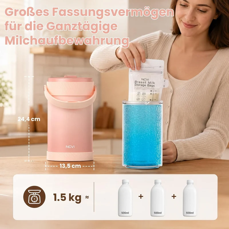 Muttermilch KüHler Tragbarer - Hält Lebensmittel Bis zu 24 Stunden Frisch rose, rose