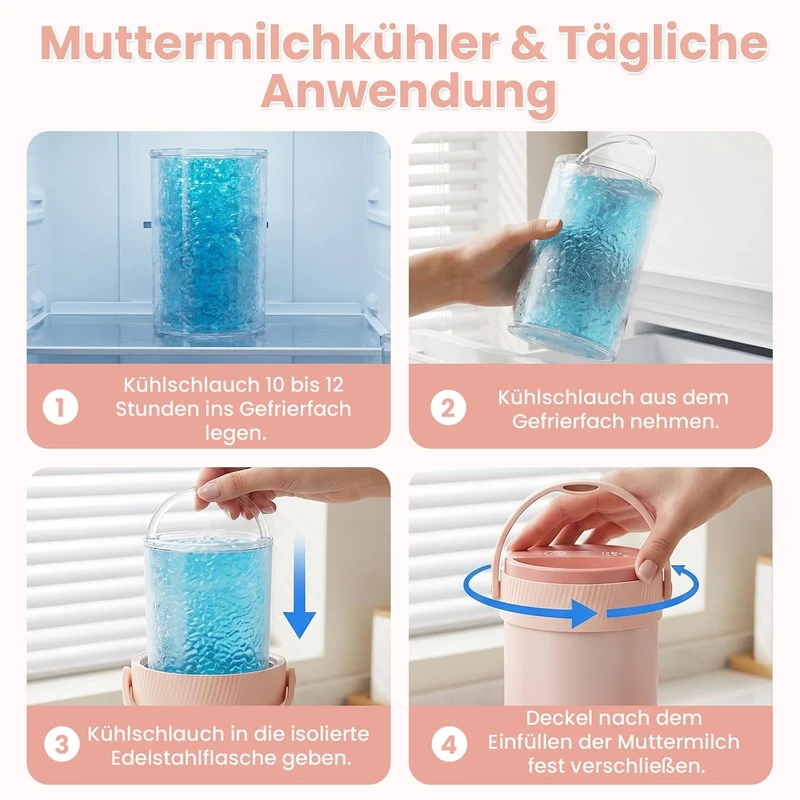 Muttermilch KüHler Tragbarer - Hält Lebensmittel Bis zu 24 Stunden Frisch rose, rose