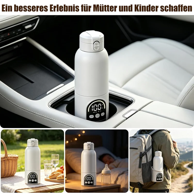 Tragbarer Flaschenwärmer Baby für Unterwegs,500ml Schnelles Aufheizen