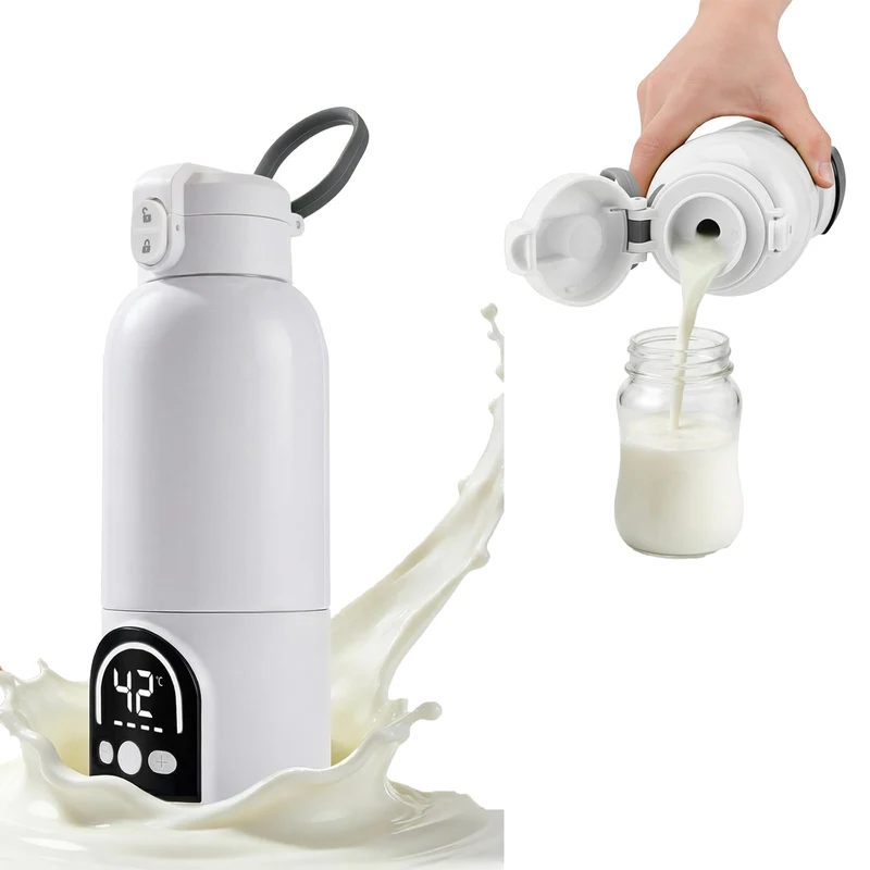 Flaschenwärmer, tragbar, kabellos, 500 ml, für Muttermilch und Wasser, 140 W schnelles Aufheizen + e