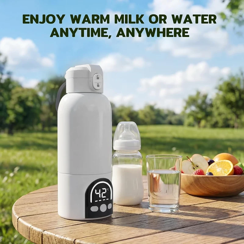 Flaschenwärmer, tragbar, kabellos, 500 ml, für Muttermilch und Wasser, 140 W schnelles Aufheizen + e