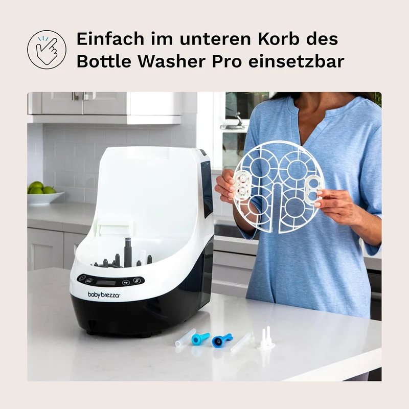 Baby Brezza Bottle Washer Pro Classic mit Strohhalm-Einsatz, schwarz