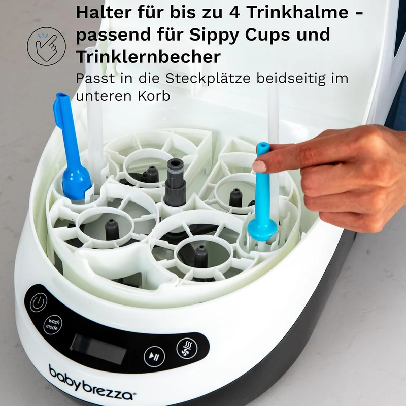 Baby Brezza Bottle Washer Pro Classic mit Strohhalm-Einsatz, schwarz
