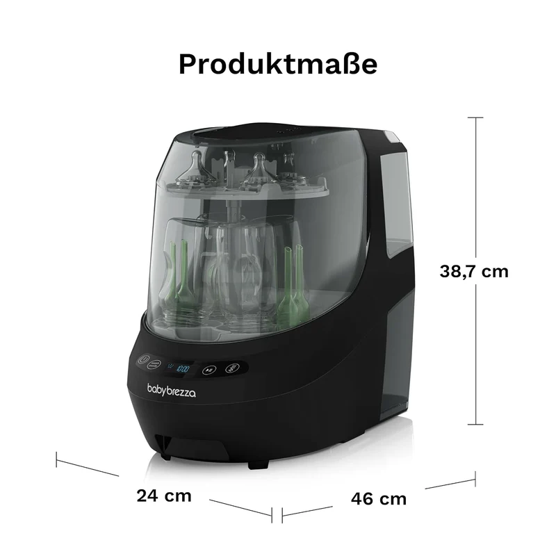 Baby Brezza Bottle Washer Pro Classic mit Strohhalm-Einsatz, schwarz