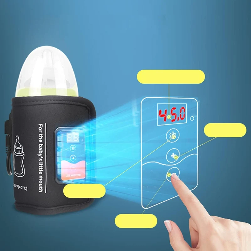 Tragbarer USB Babyflaschenwärmer für Zuhause und Auto, mit USB-C Anschluss
