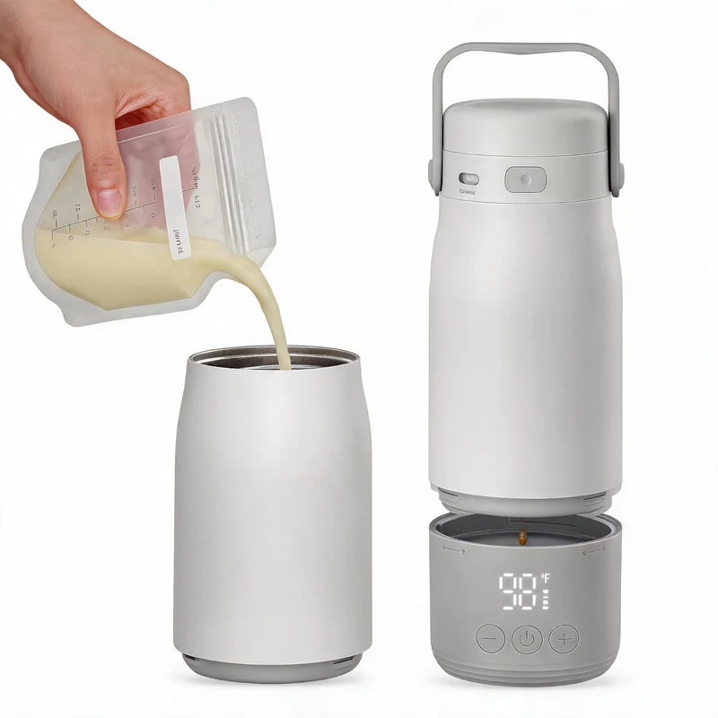 Flaschenwärmer für Babyflaschen, tragbar, 500 ml, schnell Weiss, Weiss