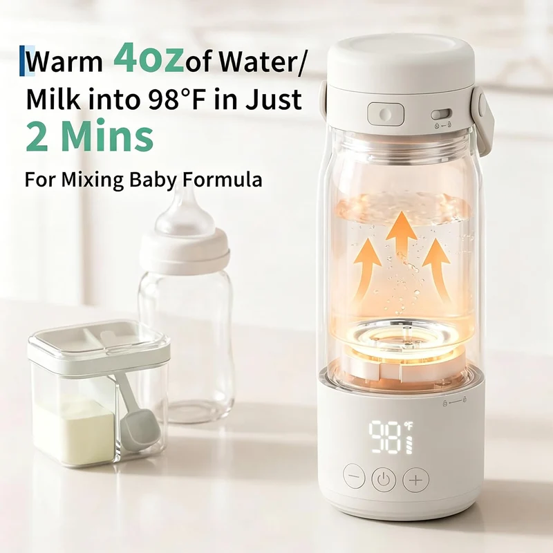 Flaschenwärmer für Babyflaschen, tragbar, 500 ml, schnell Weiss, Weiss