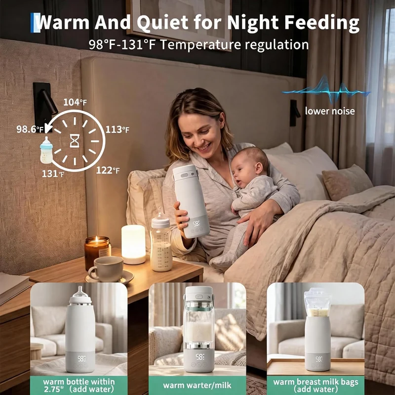 Flaschenwärmer für Babyflaschen, tragbar, 500 ml, schnell Weiss, Weiss