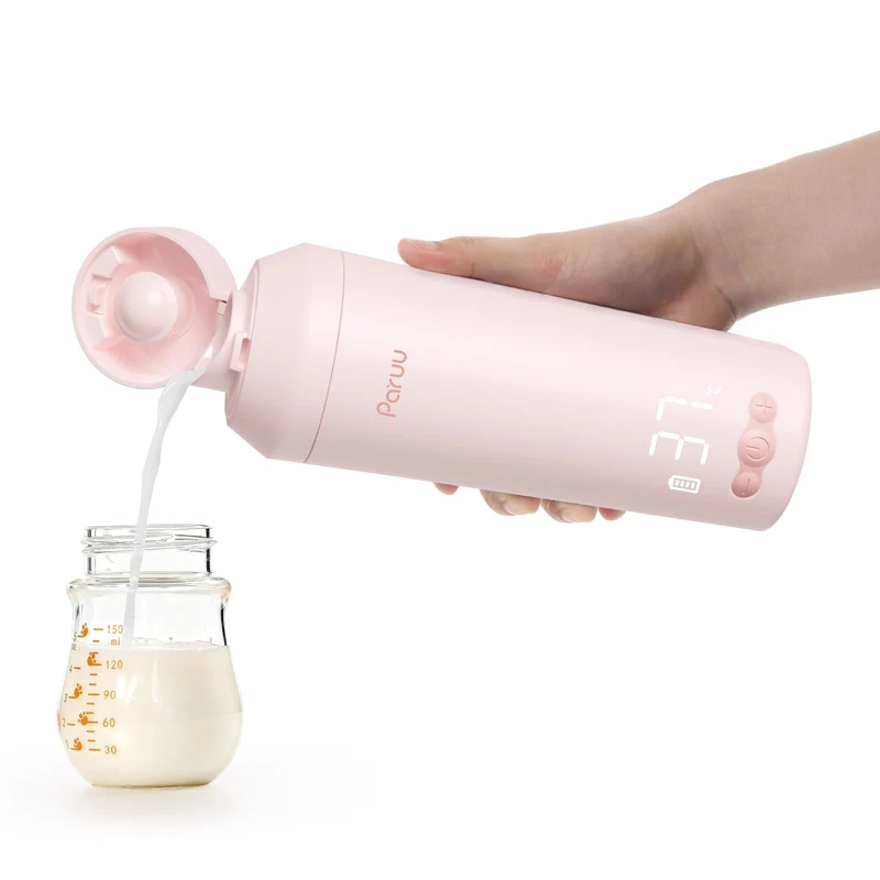 Paruu Tragbarer Flaschenwärmer Baby für Unterwegs, Rosa