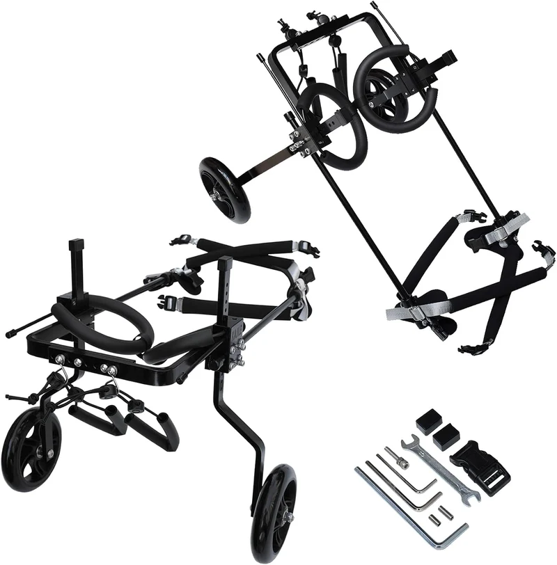 Einstellbare Hunde-Rollstuhl,Hinterbein-Rehabilitation,Schwarz,M-1 Schwarz M-1, Schwarz M-1
