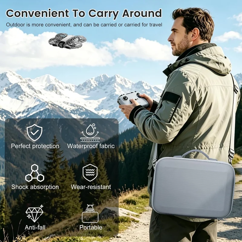 SYACHI Neo 2 Tasche, Tragbar PU Case für DJI Neo 2 Fly More Combo Zubehör