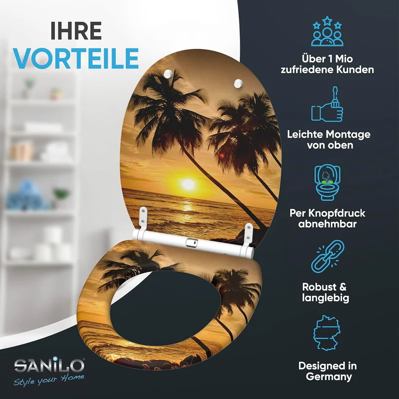Sanilo WC Sitz mit Absenkautomatik & Quick-Release aus Holz, Summer