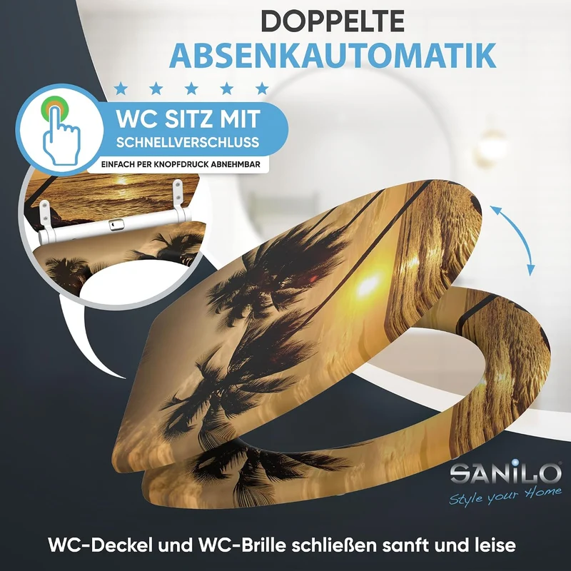 Sanilo WC Sitz mit Absenkautomatik & Quick-Release aus Holz, Summer