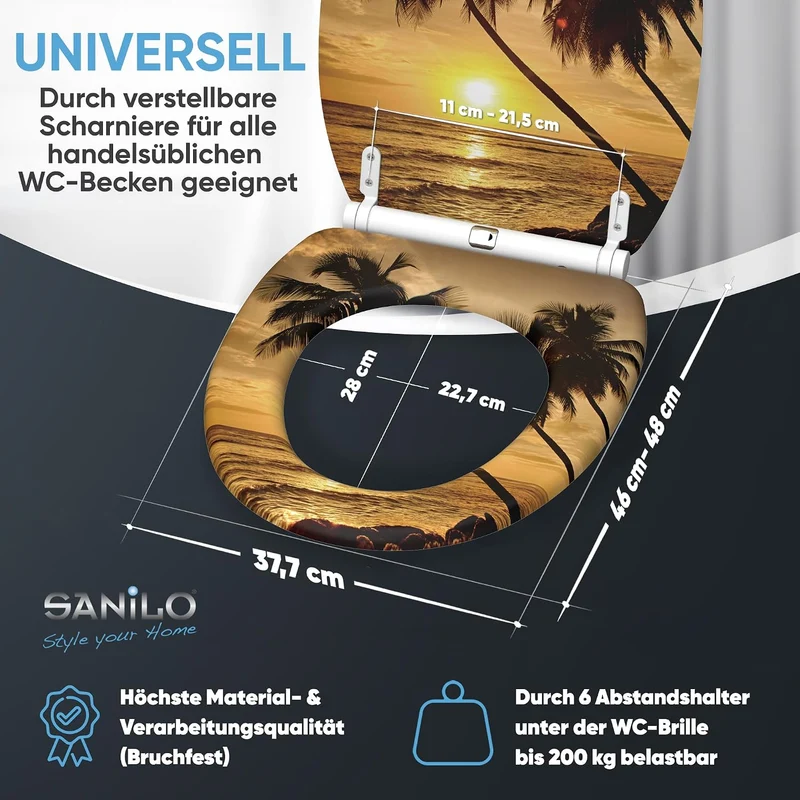 Sanilo WC Sitz mit Absenkautomatik & Quick-Release aus Holz, Summer