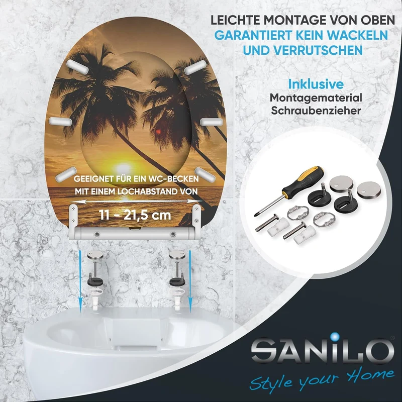 Sanilo WC Sitz mit Absenkautomatik & Quick-Release aus Holz, Summer