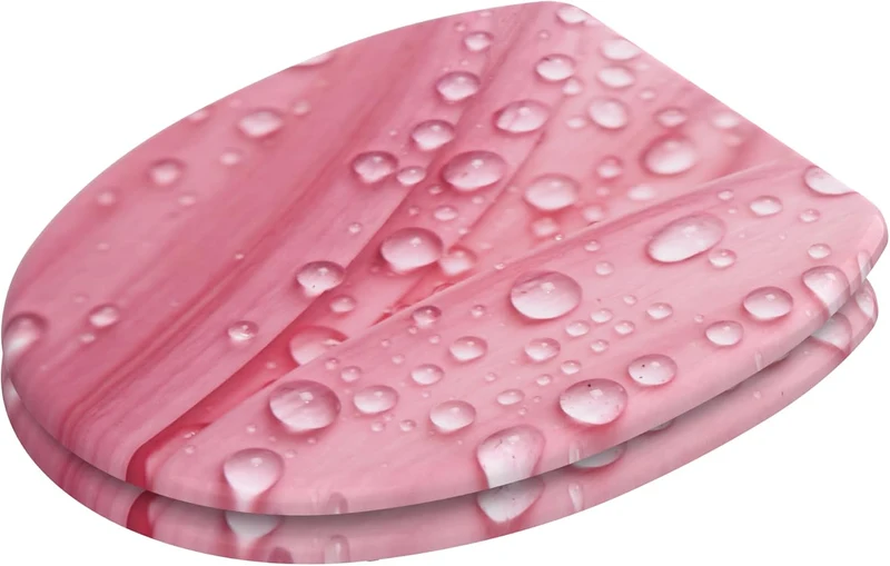 Sanilo WC Sitz mit Absenkautomatik & Quick-Release aus Holz, Pink Flower, Pink Flower