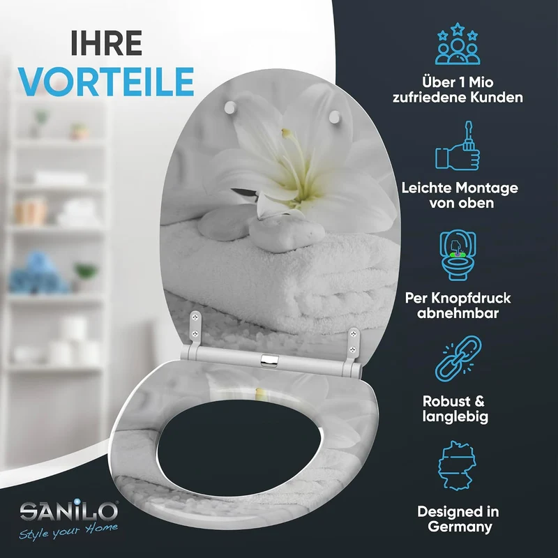 Sanilo WC Sitz mit Absenkautomatik & Quick-Release aus Holz, Good Feeling