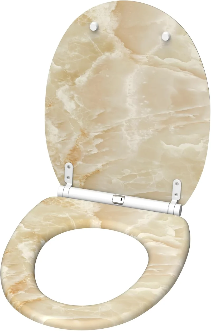 Sanilo WC Sitz mit Absenkautomatik & Quick-Release aus Holz, Marmor Natur