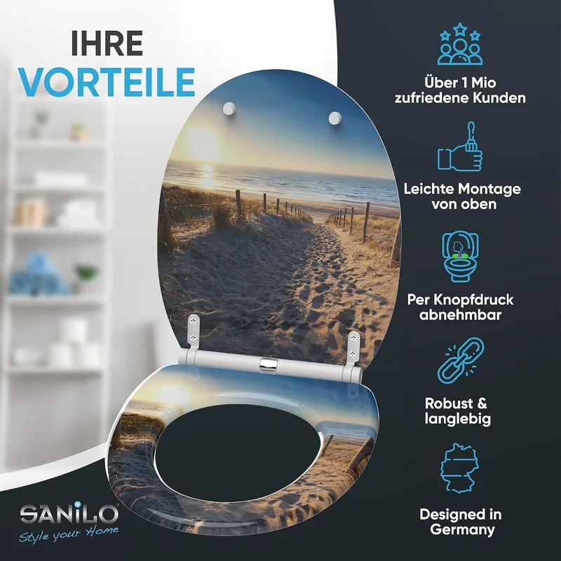 Sanilo WC Sitz mit Absenkautomatik & Quick-Release aus Holz, Düne