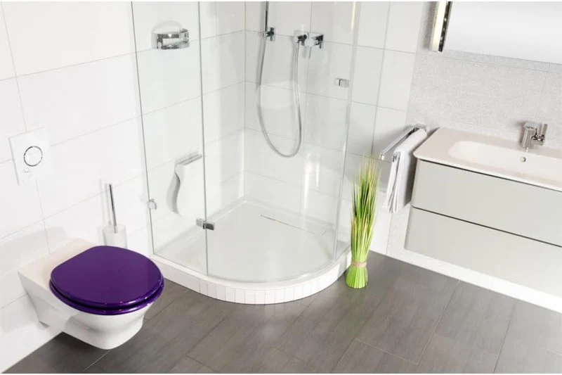 Sanilo WC Sitz mit Absenkautomatik & Quick-Release aus Holz, Glitzer Lila