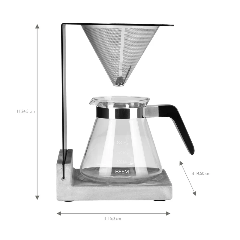 Pour Over Kaffeebereiter Set - 4 Tassen / Beton Sockel