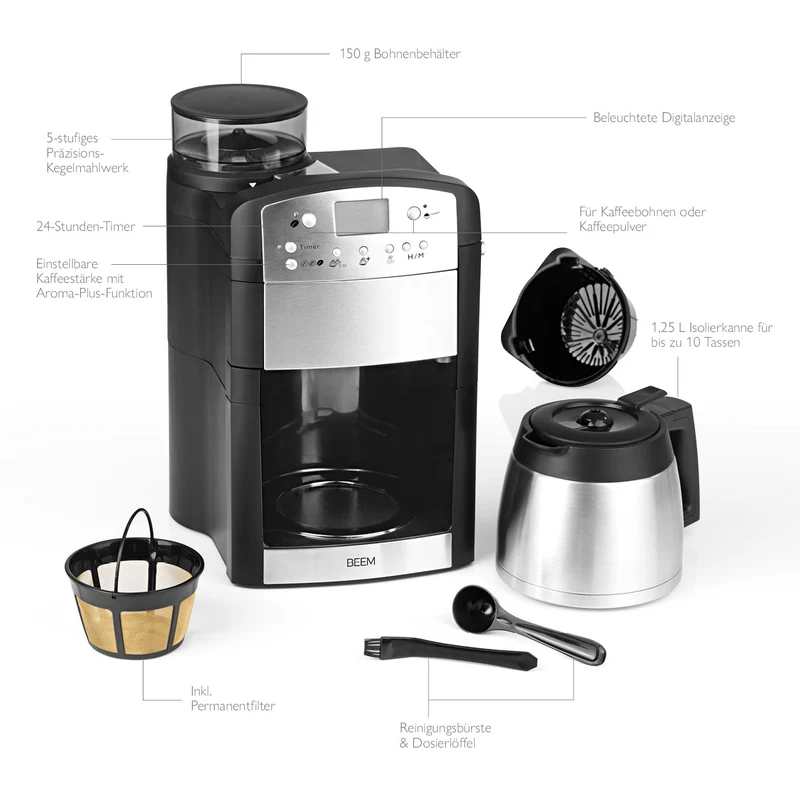 Fresh-Aroma-Perfect Filterkaffeemaschine mit Mahlwerk - Thermo