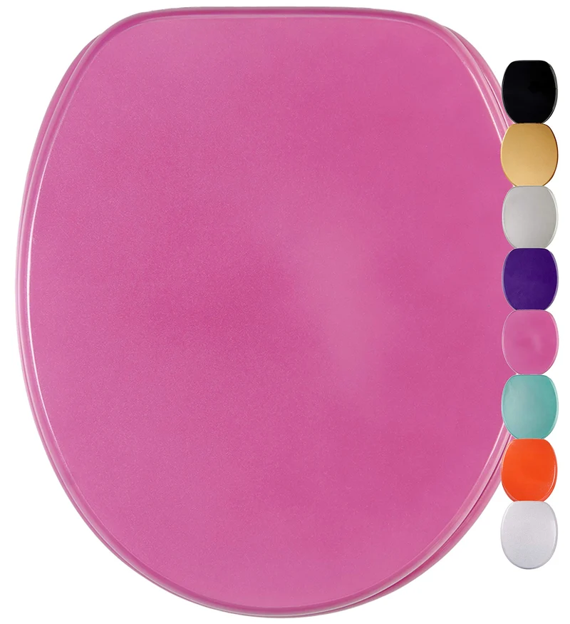 Sanilo WC Sitz ohne Absenkautomatik, einfache Montage, Holz, Glitzer Pink, Glitzer Pink